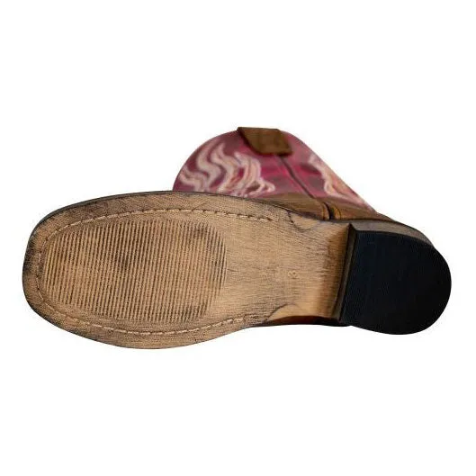 TuffRider Toddlers Arches Flame Embroidered Pink Shaft Square Toe Western Boots