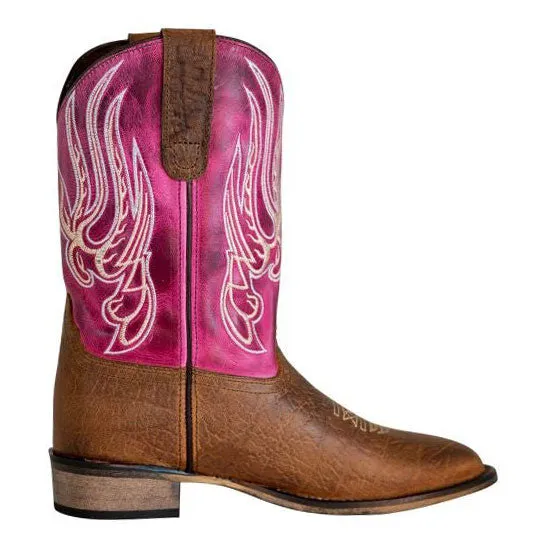 TuffRider Toddlers Arches Flame Embroidered Pink Shaft Square Toe Western Boots