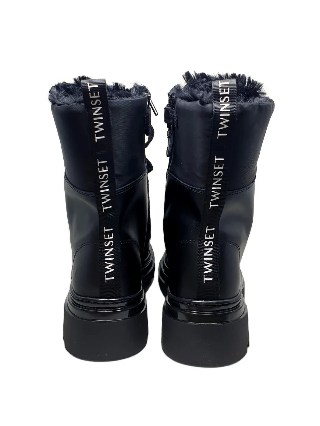 TWINSET Kid's Lace-up leather combat boots-232GCJ039