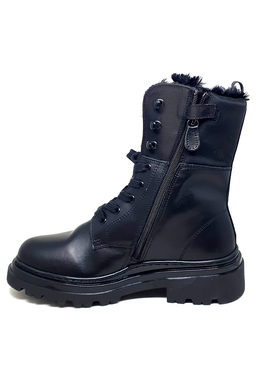 TWINSET Kid's Lace-up leather combat boots-232GCJ039