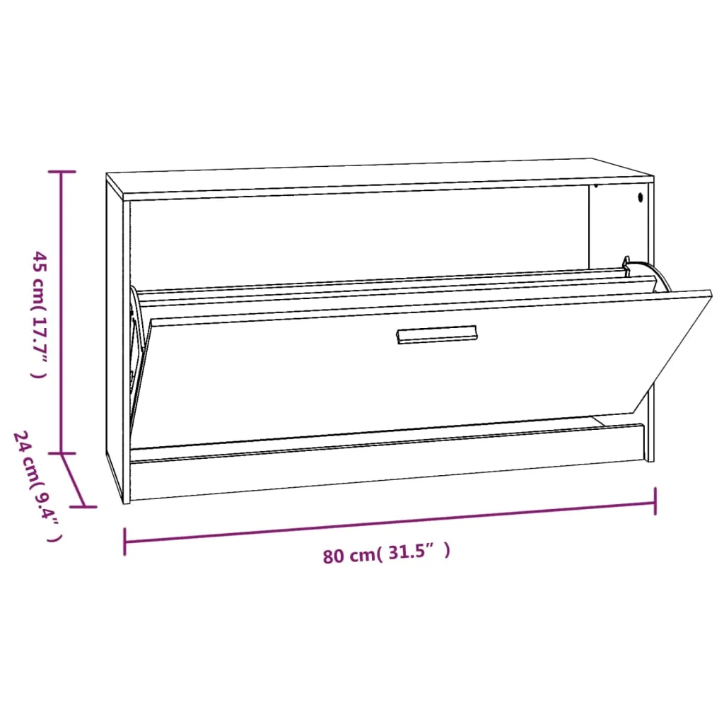 vidaXL Shoe Bench Grey Sonoma 80x24x45 cm Engineered Wood