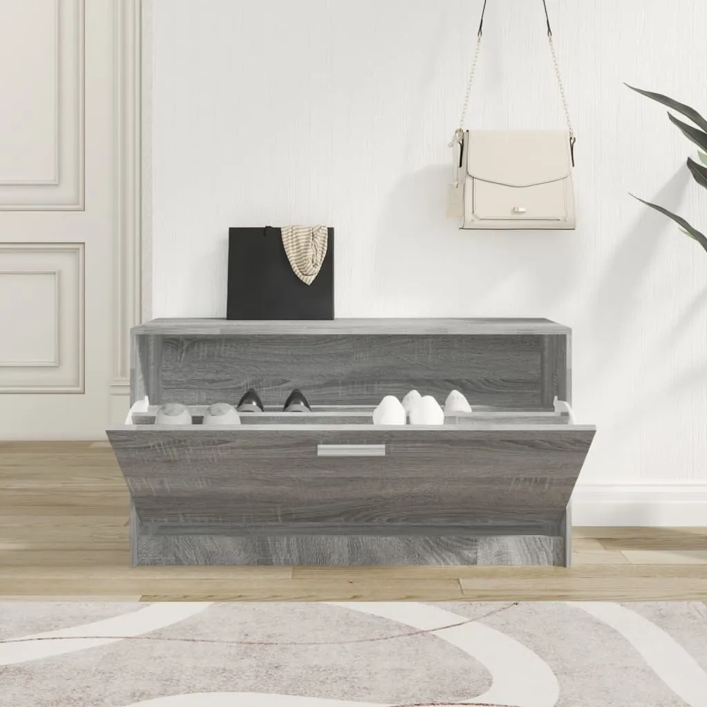 vidaXL Shoe Bench Grey Sonoma 80x24x45 cm Engineered Wood