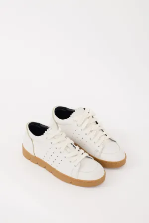 White & Brown Leather Low Top Sneaker