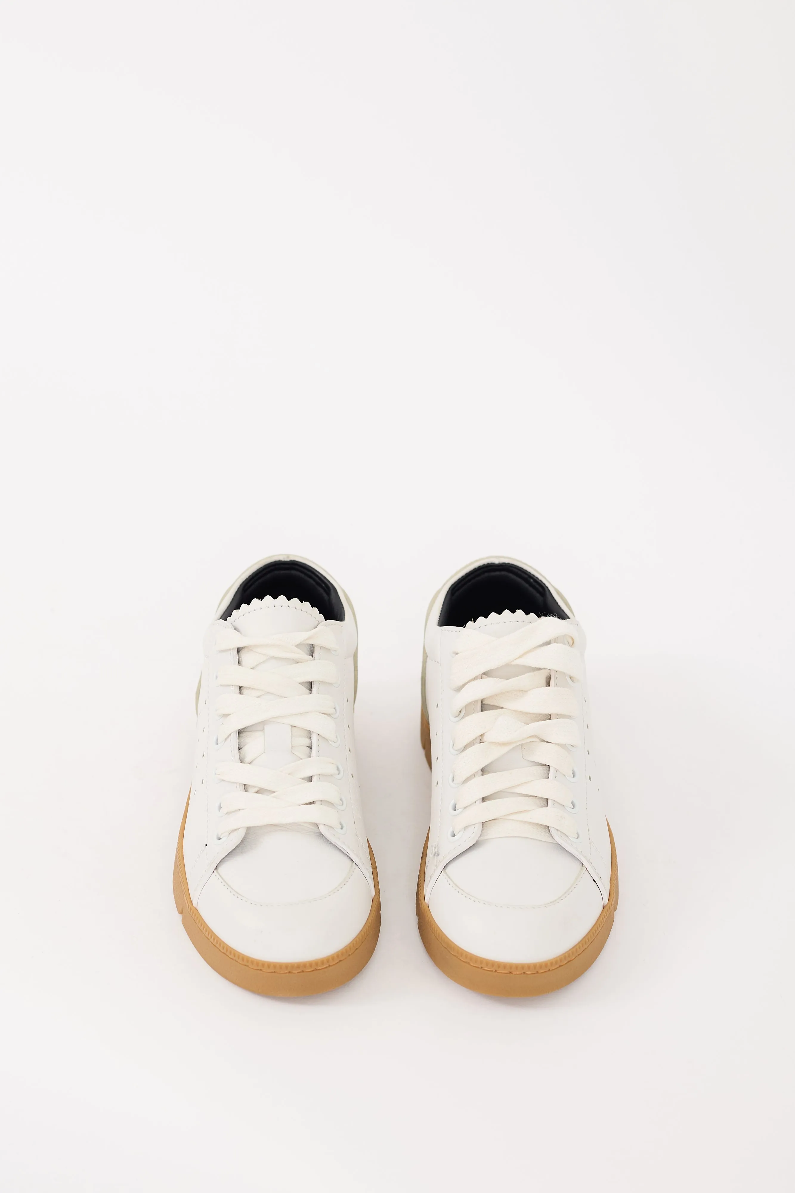 White & Brown Leather Low Top Sneaker