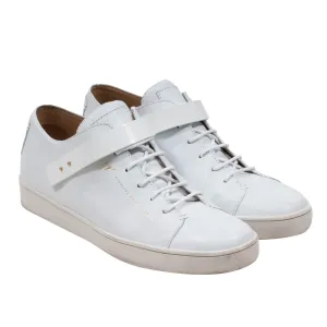 White Low Top Stud Strap Sneakers