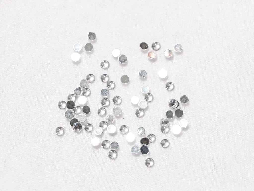 White Transparent Circular Plastic Stones  3 mm