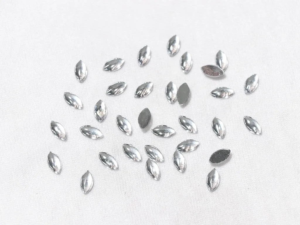 White Transparent Eye Plastic Stones - 10x5 mm