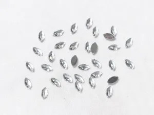 White Transparent Eye Plastic Stones - 10x5 mm