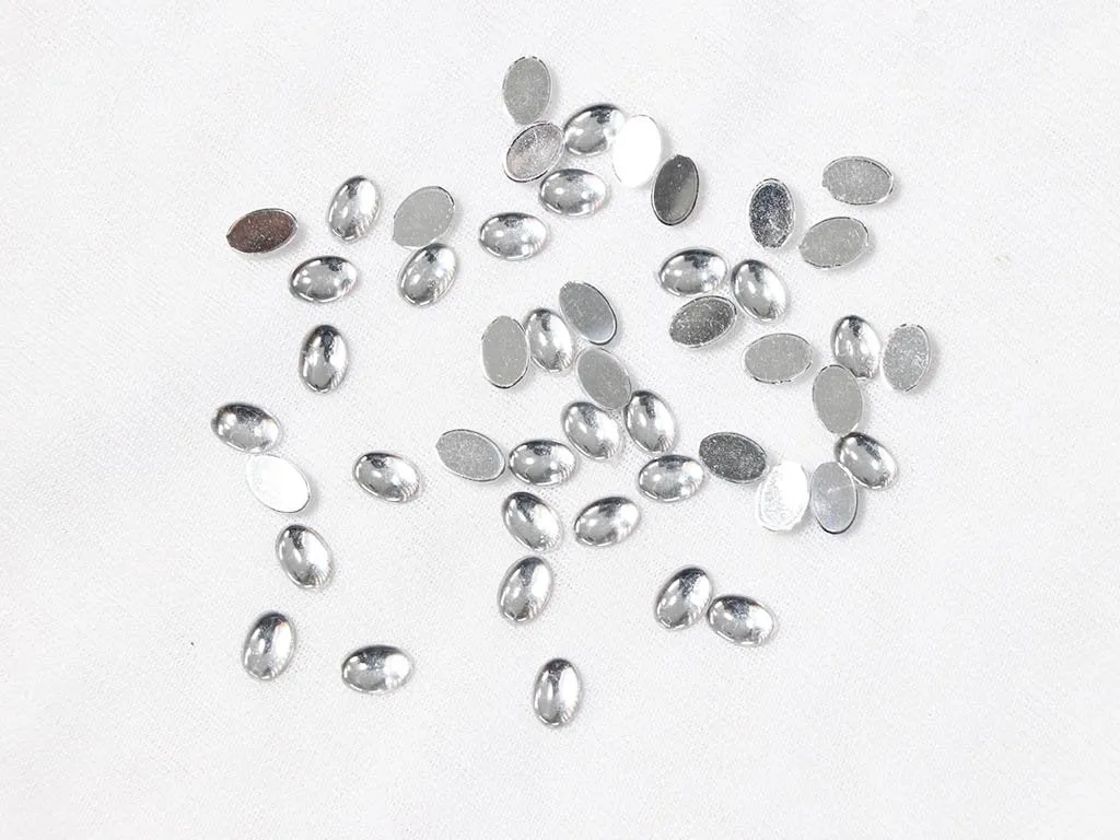 White Transparent Oval  Plastic Stones- 4x6 mm