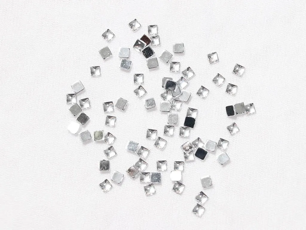 White Transparent Square Plastic Stones - 4x4 mm