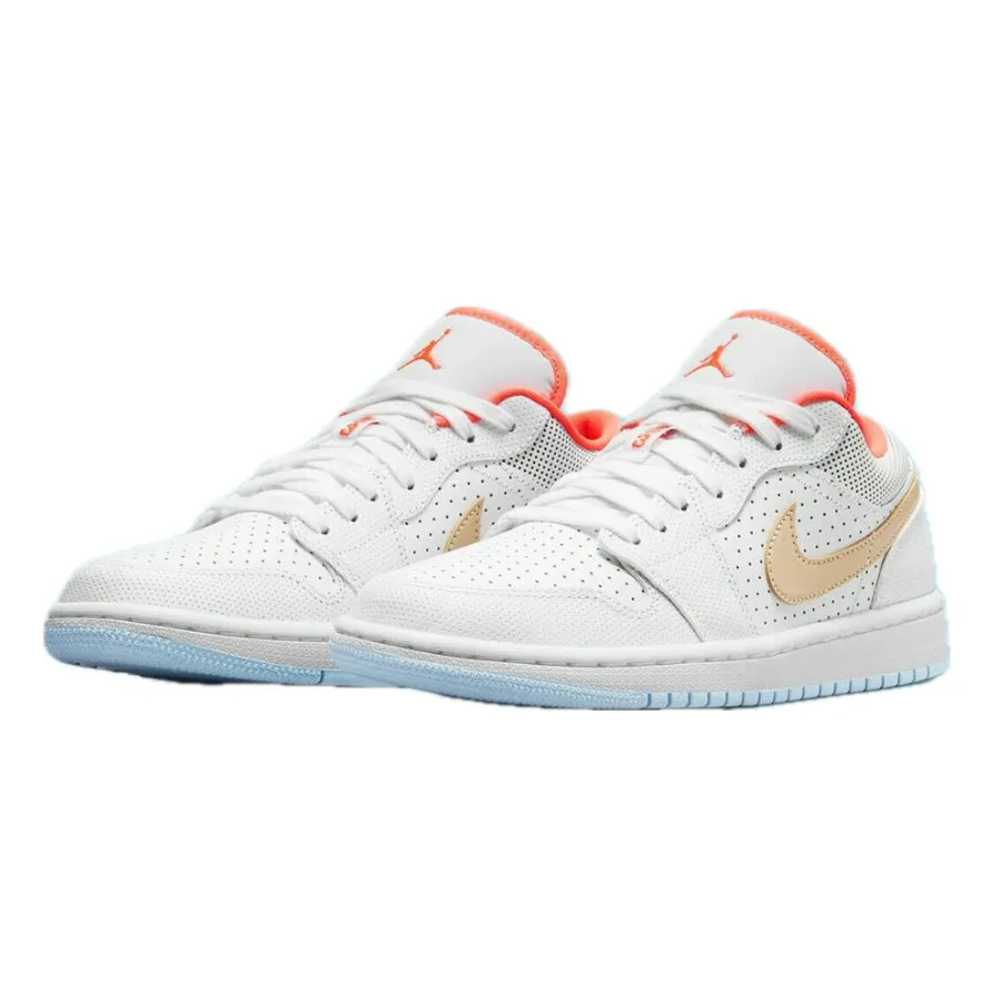 Women's Air Jordan 1 Low SE White Sesame Flash Crimson Psychic Blue