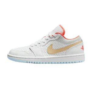 Women's Air Jordan 1 Low SE White Sesame Flash Crimson Psychic Blue