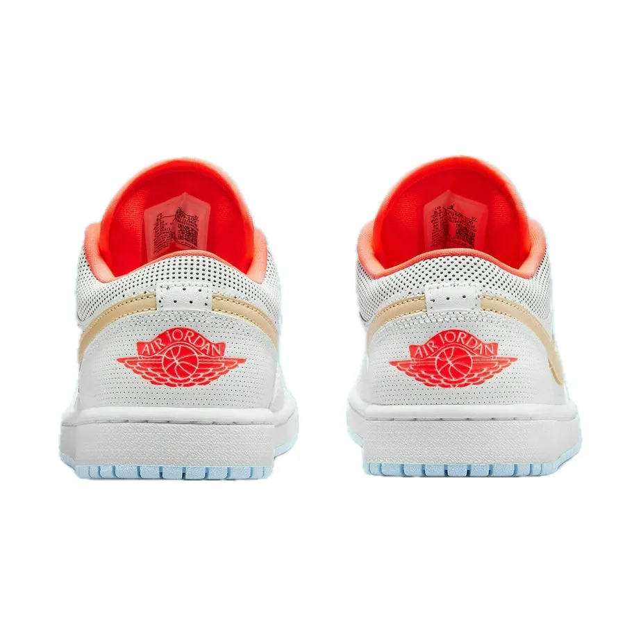 Women's Air Jordan 1 Low SE White Sesame Flash Crimson Psychic Blue