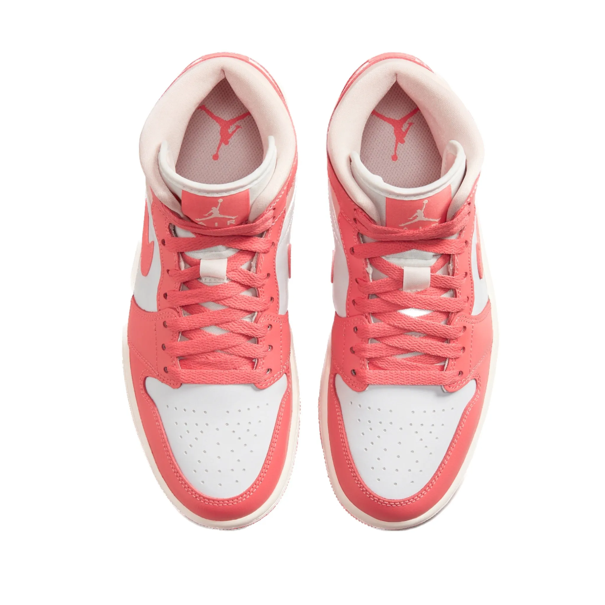 Women's Air Jordan 1 Mid Strawberries and Cream White Sea Coral Atmosphere Sail