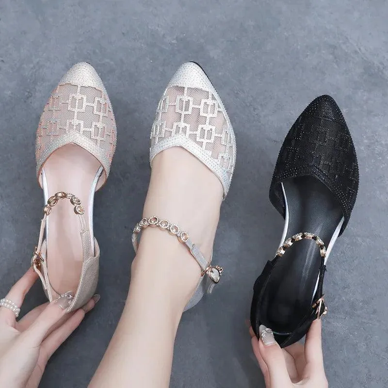 Women's Casual Shoes - Pointed Toe Sandals - Mid Heel - TSS133