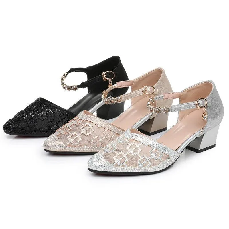 Women's Casual Shoes - Pointed Toe Sandals - Mid Heel - TSS133