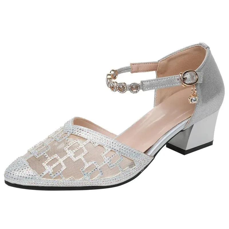 Women's Casual Shoes - Pointed Toe Sandals - Mid Heel - TSS133