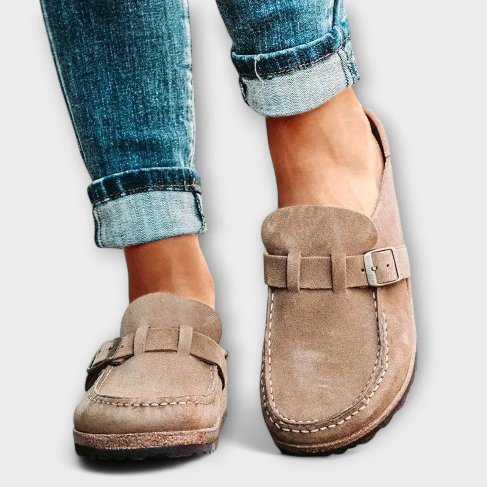 Women's Orthopedic Moccasins Featuring Stylish Buckle Detail