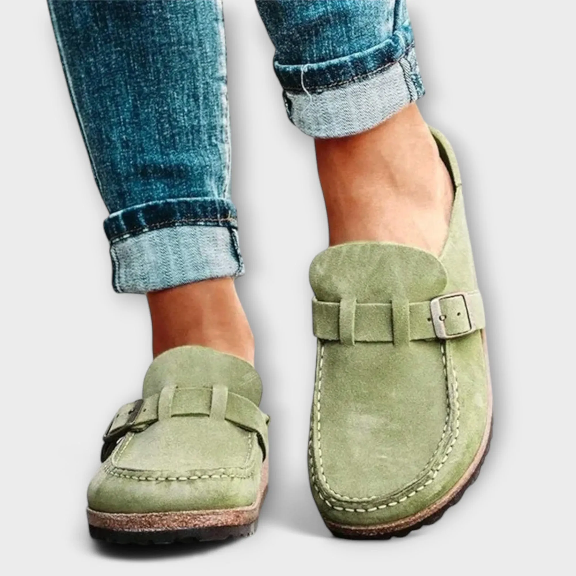 Women's Orthopedic Moccasins Featuring Stylish Buckle Detail