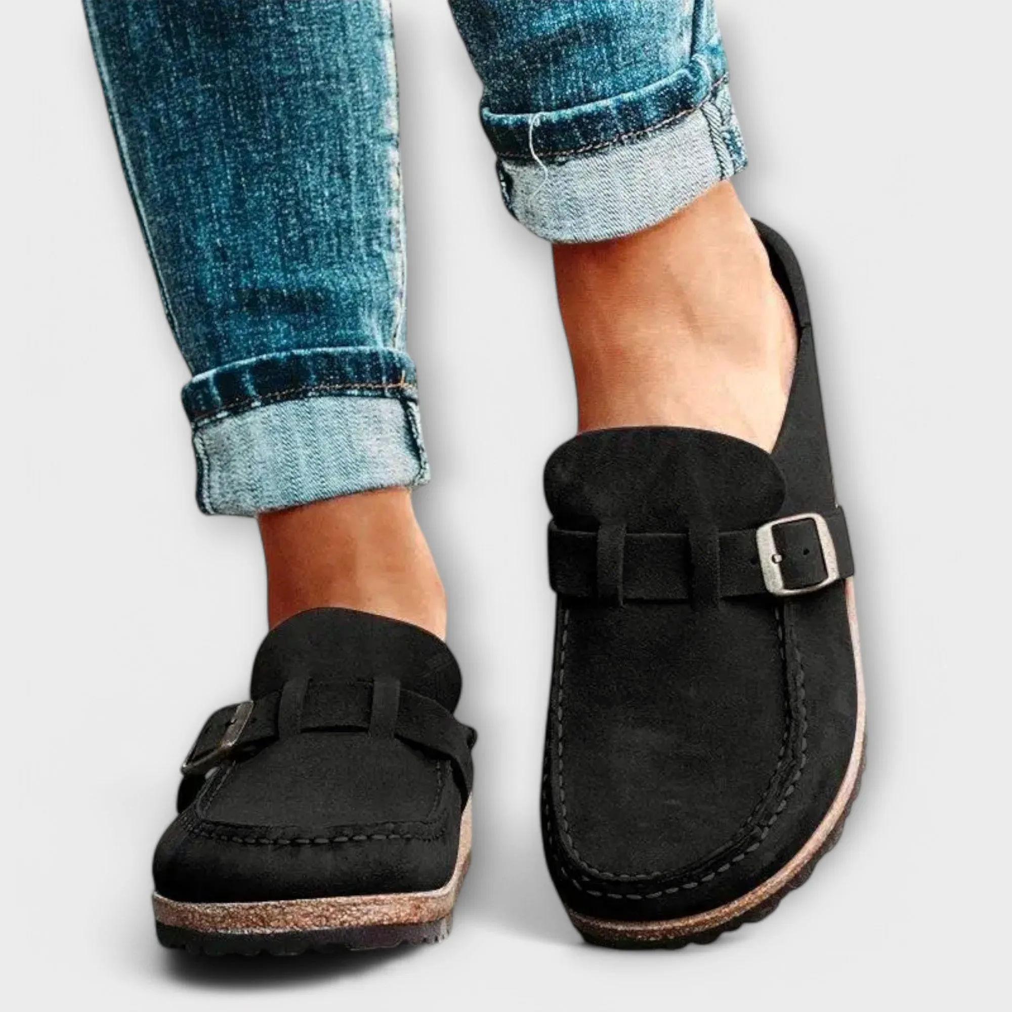 Women's Orthopedic Moccasins Featuring Stylish Buckle Detail