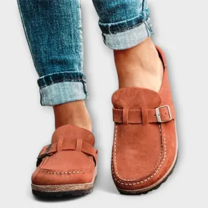 Women's Orthopedic Moccasins Featuring Stylish Buckle Detail