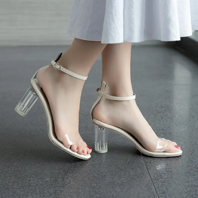 Women's Transparent Crystal High Heeled Sandals