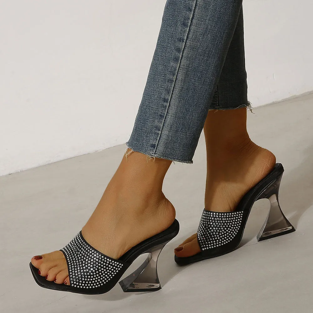 Women's Zircons | Transparent Chunky Heel