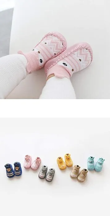 XM-Amigo 4 Pairs of Baby Boys Girls Indoor Slippers Anti-Slip Socks Shoes