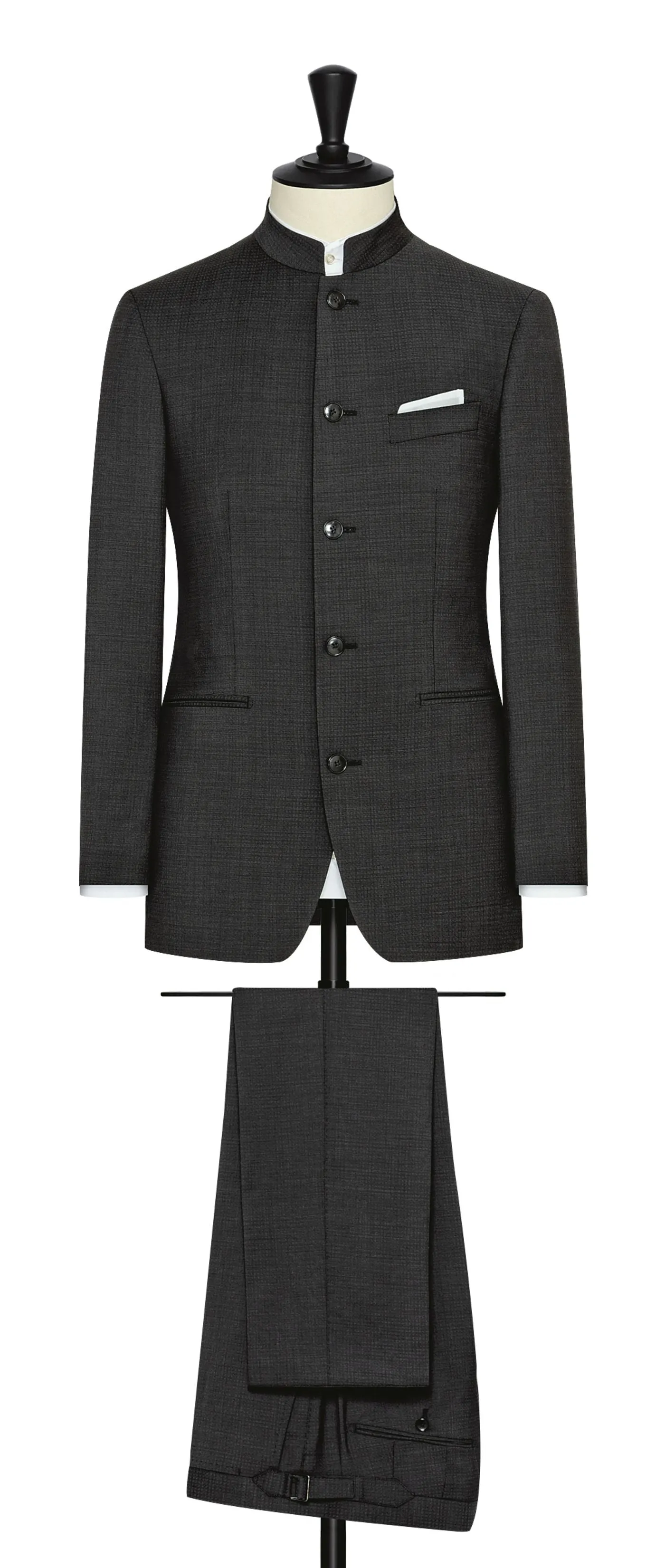 Zignone Black S100 Merino Wool with Subtle Micro Check