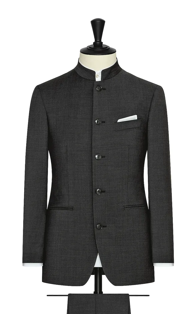 Zignone Black S100 Merino Wool with Subtle Micro Check
