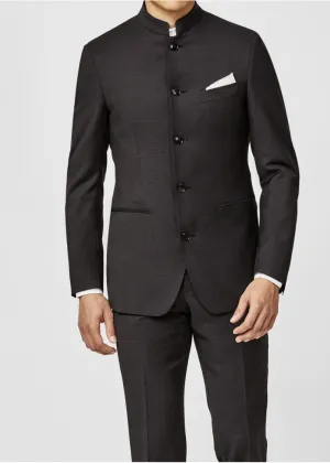 Zignone Black S100 Merino Wool with Subtle Micro Check