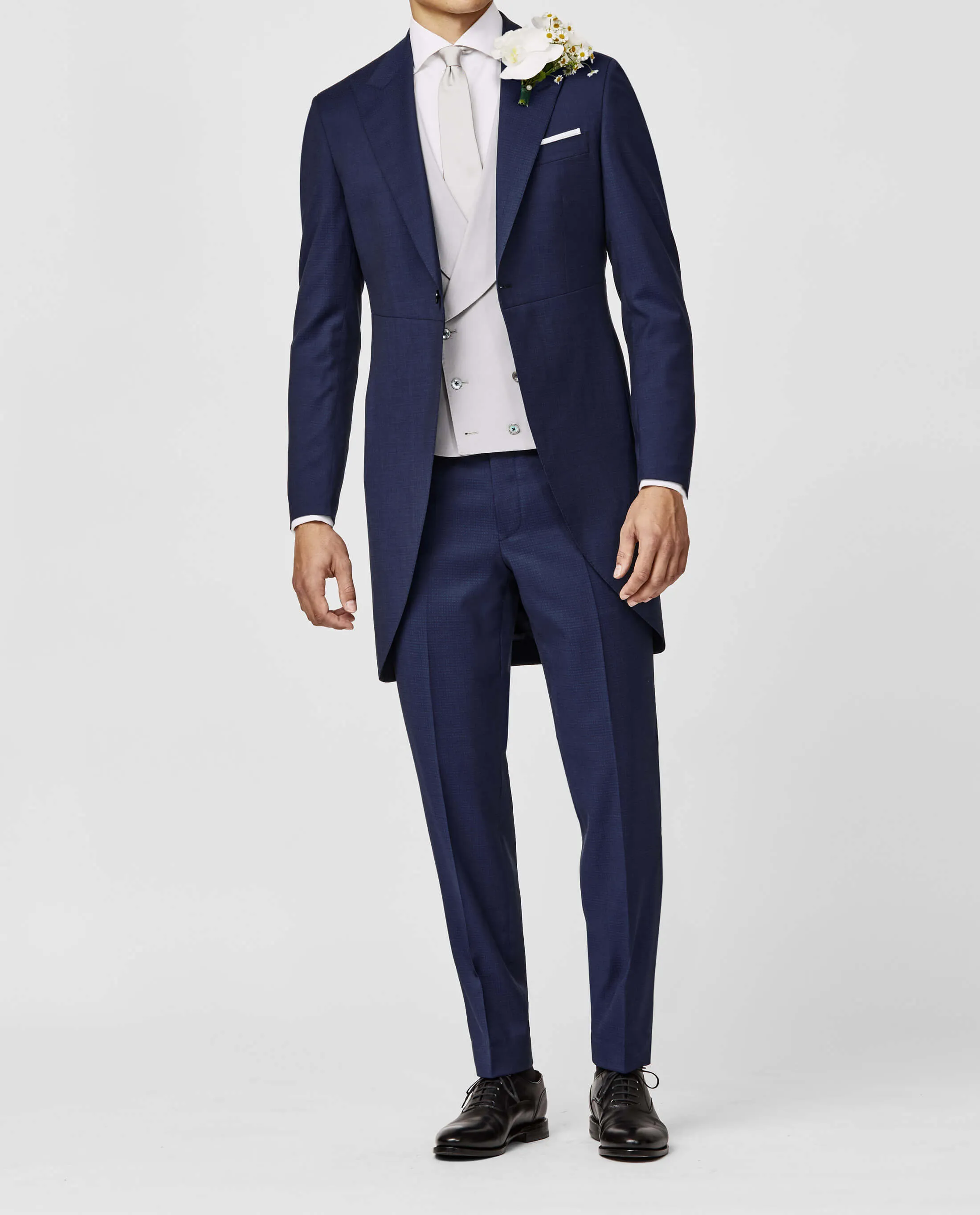 Zignone Neapolitan Blue S100 Merino Wool Twill with Subtle Micro Check