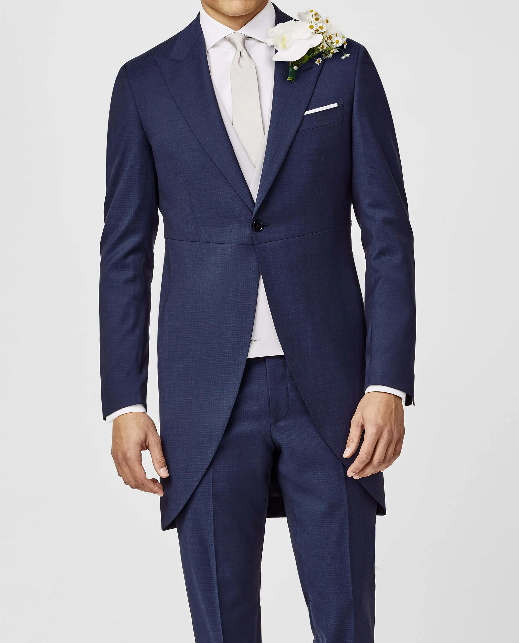 Zignone Neapolitan Blue S100 Merino Wool Twill with Subtle Micro Check
